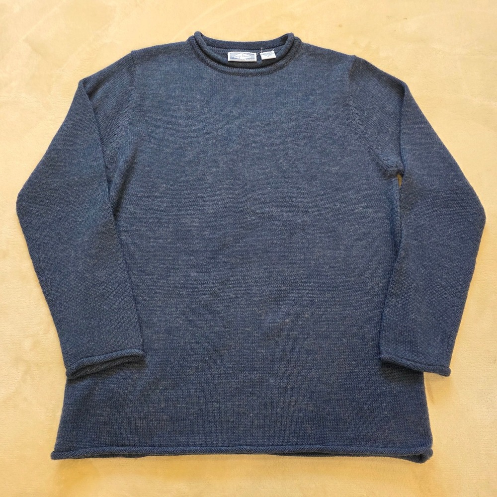 Vintage Wrangler Classic Blues Men's M Sweater Navy Blue Wool Blend Crewneck